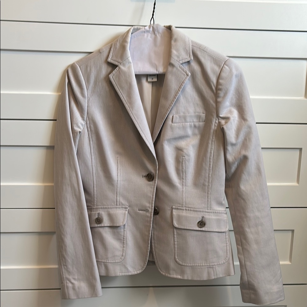 Women's White and Gray Pinstripe Blazer